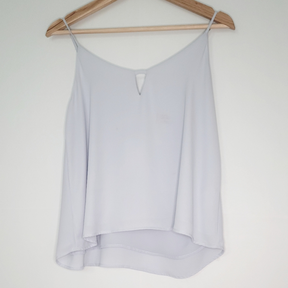Lush Baby Blue Keyhole Neck Chiffon Adjustable Tank Top